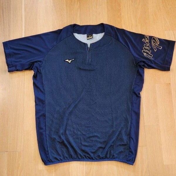 限定!ミズノプロ ベースボールシャツ XO 野球 MizunoPro ミズノ 半袖 ハーフジップ ピステ 極美品 Tシャツ