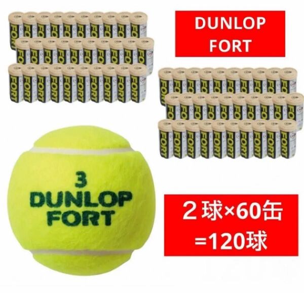DUNLOP FORT テニスボール 2球入2箱(60缶/120球)2025.5月入荷分