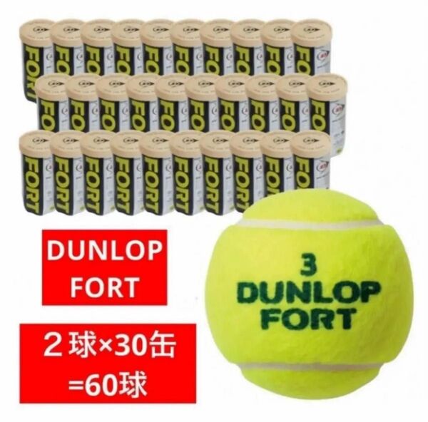 DUNLOP FORT テニスボール 2球入1箱(30缶/60球)2025.5月入荷分