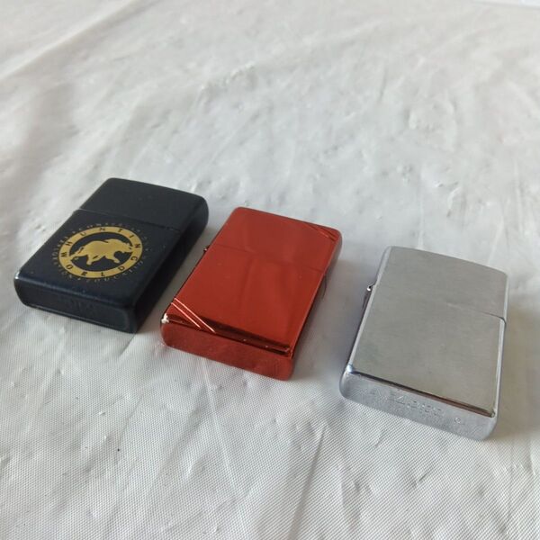 ZIPPO 3個セットまとめ売り ハンティングワールド 1937レプリカ メタルレッド ブラッシュクロームシルバー