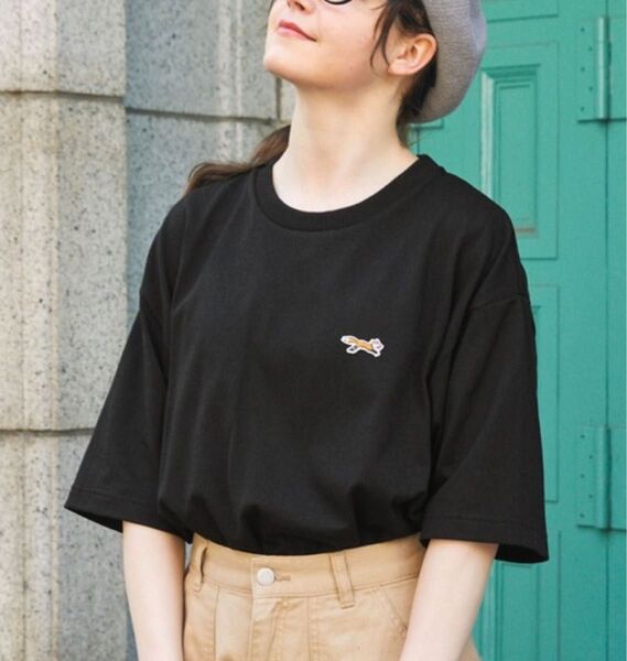 ペニーズ 別注 THE FOX ロゴ ワッペン刺繍 半袖Tシャツ ブラック