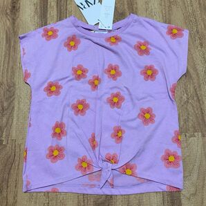 ZARA kids フラワーノットTシャツ パープル 未使用 110