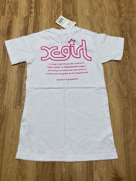 X-girl Tシャツ 新品未使用 ホワイト ピンク ロゴ