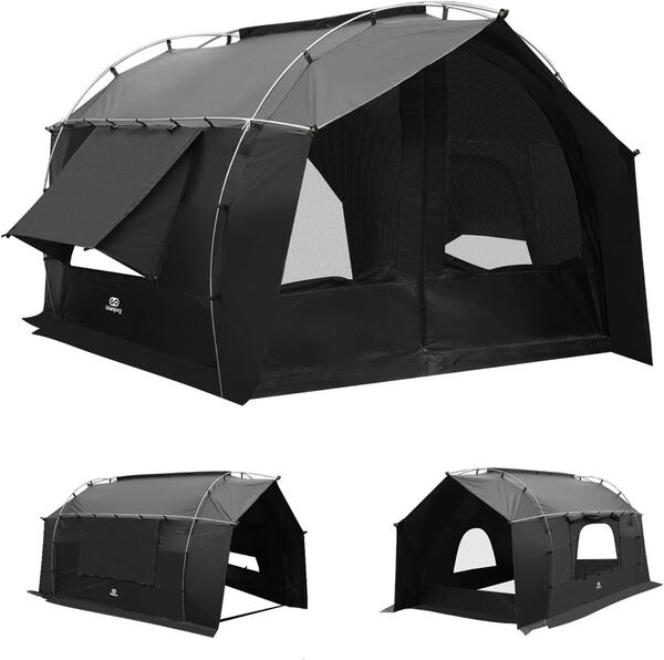 GOGlamping トンネルテント 自立式【カヌー】 1人 2人用テント ツールーム ポール付属 メッシュ付き前後ドア Y54