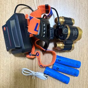 【セール】LEDヘッドライト ヘッドランプ 18650電池3本付 PSE認証済み 警告用赤いテールライト付 ズーム機能付 高輝度