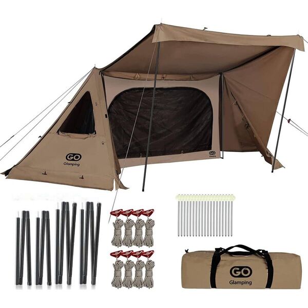 GOGlamping【G・G PUP 2.0 バッグテント TC】1人用 ポール付 メッシュインナー付 スカート付 焚火可 Y55