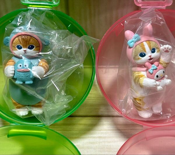 ガチャなりきりフィギュア2個セット(mofusand x サンリオキャラクターズ)マイメロディー・ハンギョドン