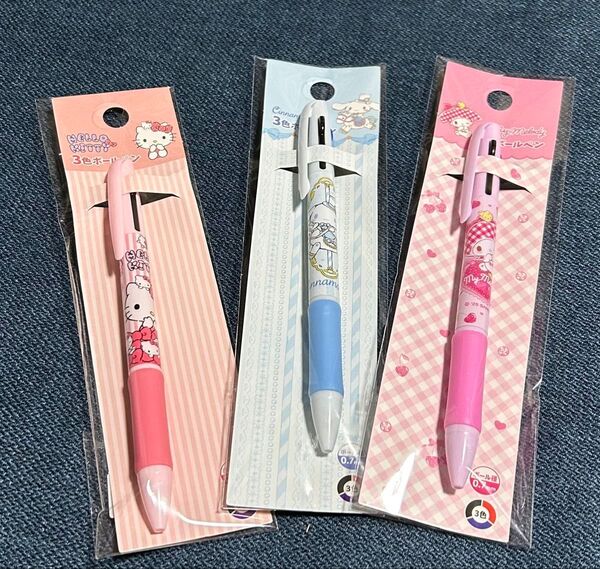 【サンリオキャラクターズ】シナモロール、マイメロディ、キティ3色ボールペン