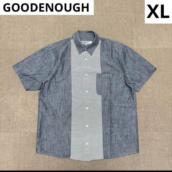 リゾネイト グッドイナフ シャンブレーシャツ 半袖 XL 切替え 藤原ヒロシ 半袖シャツ GE
