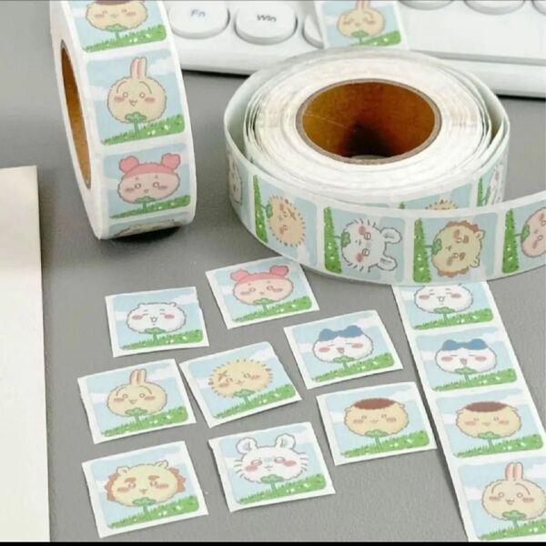 花顔緑葉タイプシールサイズ約 2cm 中身カット不十分雑など有る可能¥550-50( 1ロールのみ配送)