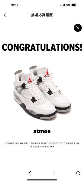 Nike Air Jordan 4 Retro "White/Cement" 29cm