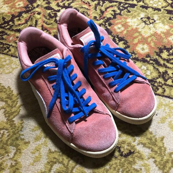PUMA スウェード本革スニーカー 可愛いサーモンピンク! 23.5/ 37