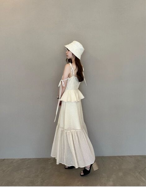 エムミーエメ Embossed lame long cami one piecemmeeme
