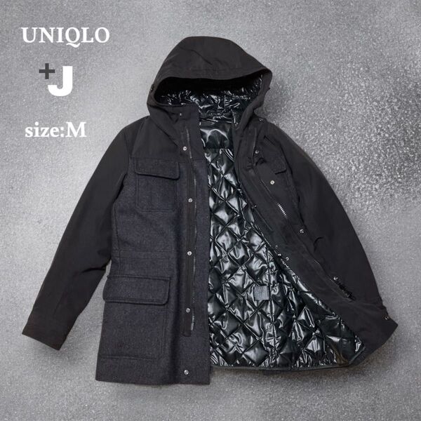 美品 UNIQLO +J ユニクロ プラスジェイ +J ジルサンダー ウール 切替 ダウンジャケット 希少 M