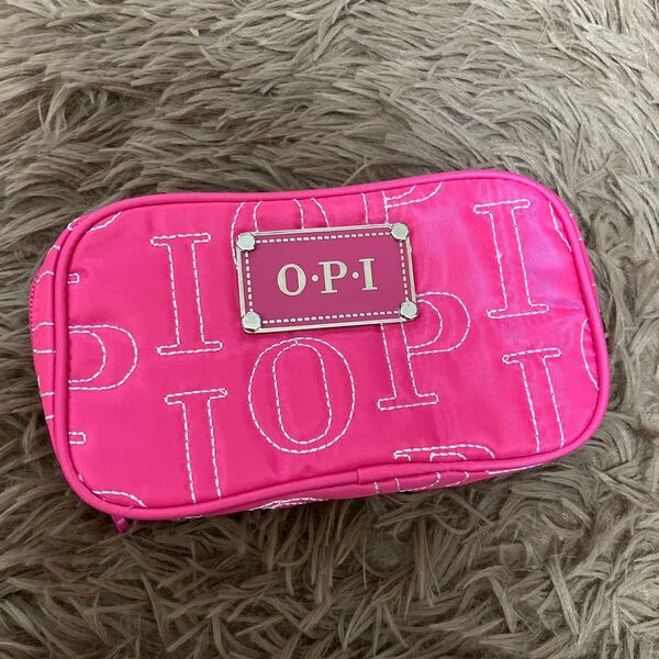 O・P・I ポーチ ピンク ロゴ入り