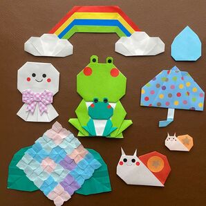 6月 梅雨 あじさい 折り紙 ハンドメイド アレンジ メダル 壁飾り 装飾