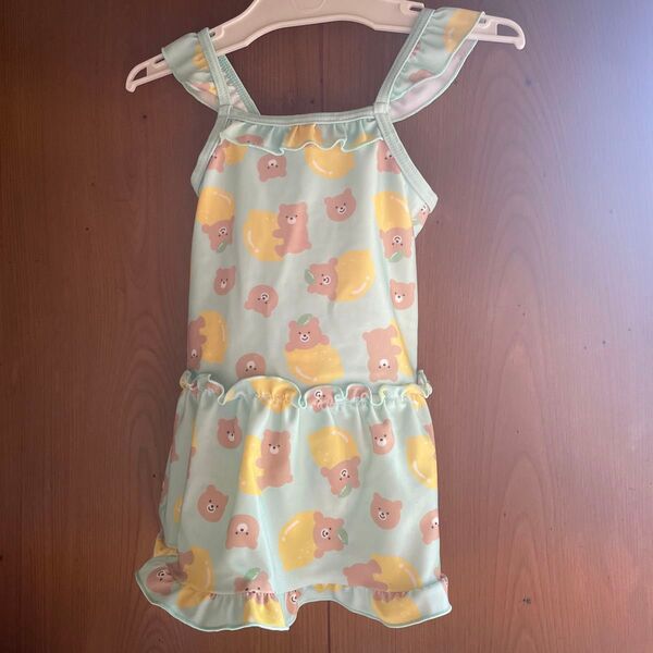 女の子 水着 レモンとクマ柄 90cm