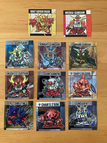 (シール1枚追加しました)元祖SDガンダムスナック シール11種+追加分武者ガンダムMk2