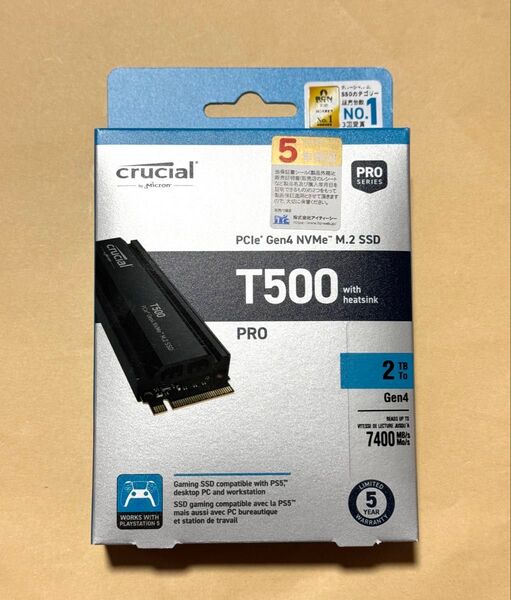 新品 未開封 Crucial PRO T500 SSD 2TB PCIe Gen4 NVMe M.2 内蔵SSD ヒートシンク付き
