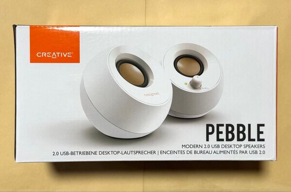 新品 未開封 Creative Pebble ホワイト USB 上向きスピーカー PC スピーカー SP-PBL-BK