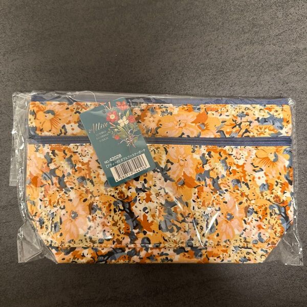 ノベルティ コスメポーチ 花柄 記念品 アティーボ/ダブルファスナーポーチ 小物入れ