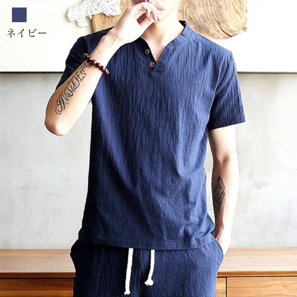 メンズ 半袖 tシャツ 綿 リンネ カットソー トップス在庫サイズ2XL~5XL