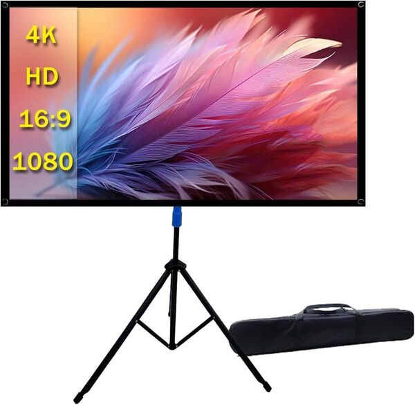 自立式 プロジェクタースクリーン4K対応 16:9 70インチ 三脚式 屋内屋外兼用スクリーン