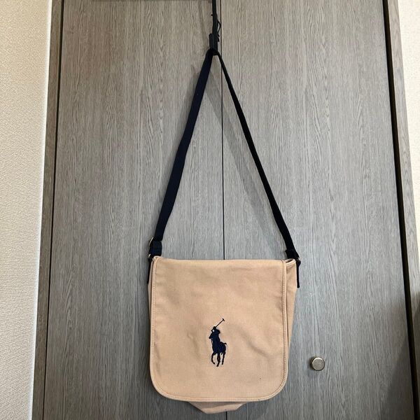 RALPH LAUREN ラルフローレン フラップキャンバスショルダーバッグ ビッグポニー