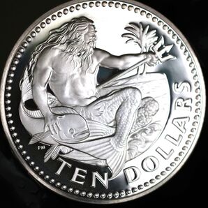 大型銀貨 1973 バルバドス 10ドルプルーフ銀貨