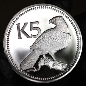 銀貨 1977 パプアニューギニア 5キナプルーフ銀貨 極楽鳥