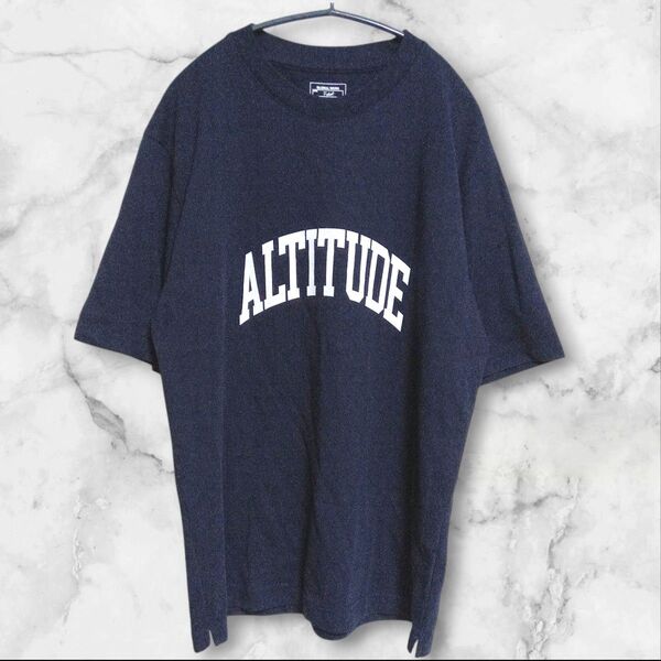 美品 グローバルワーク メンズTシャツ クールタッチ クイックドライ ラウンドネック プリントロゴ コットンブレンド ネイビー М