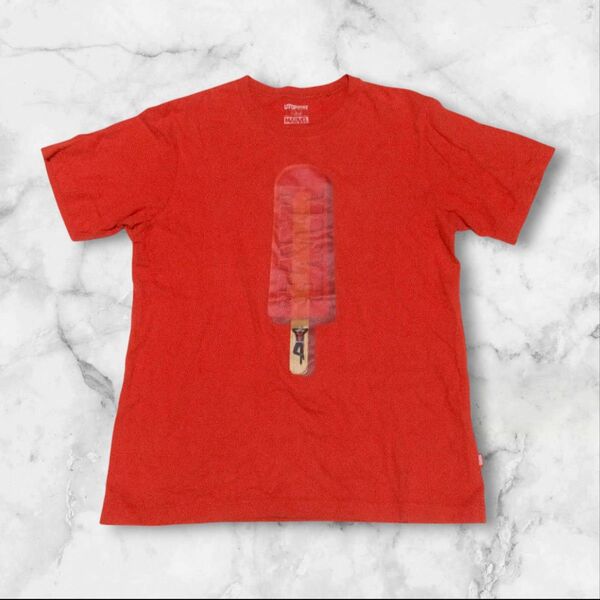 ユニクロUT マーベルコラボTシャツ オーバーサイズ アイスキャンディープリント 半袖カットソー MARVELロゴ 綿100%