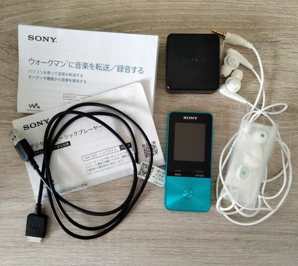 美品 SONY ウォークマン NW-S313 4GB ブルー NW-S310シリーズ 本体 イヤホン 充電器 説明書付き