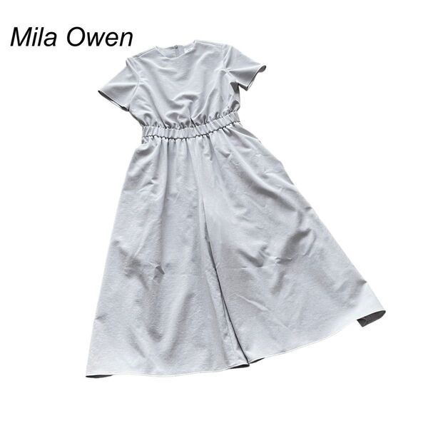 Mila Owen 半袖オールインワン ガウチョ クロップド丈 グレー