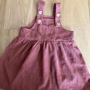 ピンク コーデュロイ風 ワンピース 80