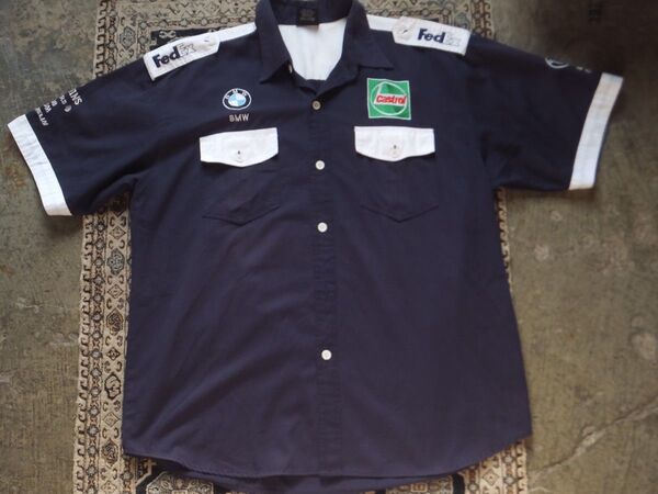 00s BMW Williams F1 team pit shirt XXXL 古着 シャツ 刺繍 半袖
