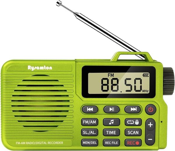 FM/AM 高感度受信 多機能 小型ラジオ 充電式 MP3再生可能録音 Bluetooth機能 日本語説明書付き(黄緑)