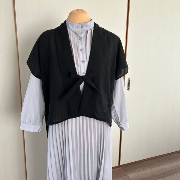 黒 夏喪服 絽 ベスト ジレ トップス