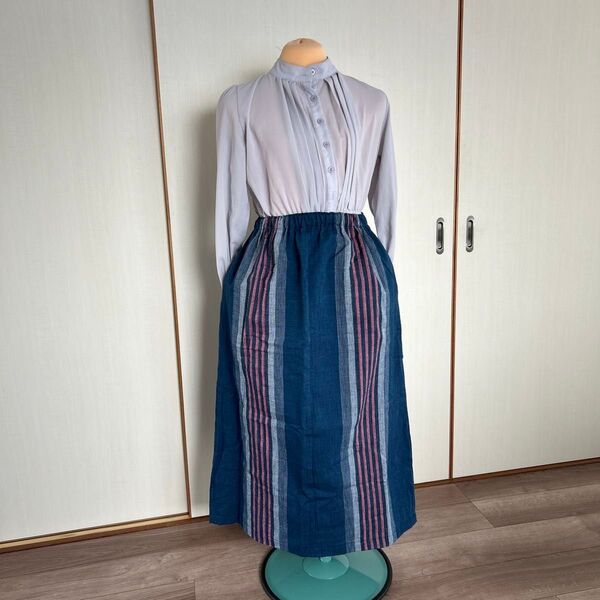 浴衣 しじら織 ギャザースカート リメイク ハンドメイド