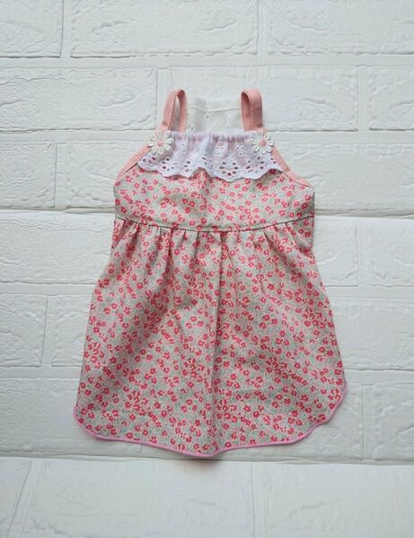 犬服ハンドメイド キャミワンピース Flower S