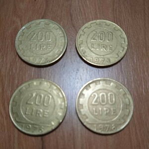 古銭 イタリア リラ(200LIRA)4枚セット☆コイン 旧硬貨(1978年)