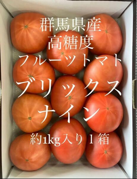 群馬県産高糖度フルーツトマト ブリックスナイン約1kg入り1箱