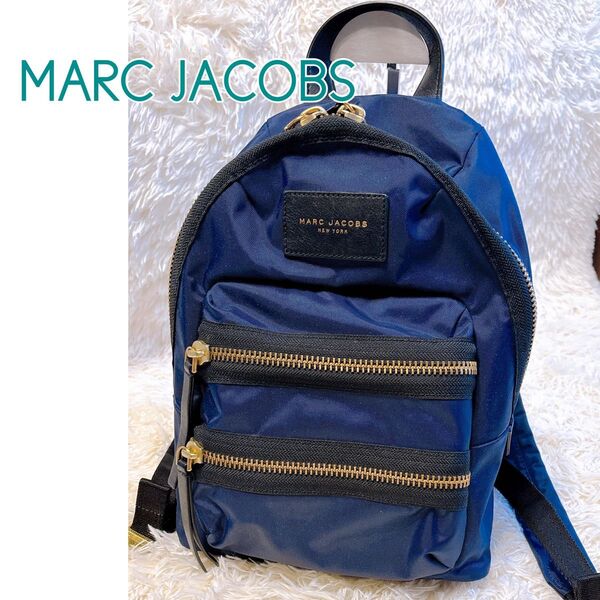 未使用級 MARC JACOBS マークジェイコブス BIKER MINI ナイロンリュック ネイビー