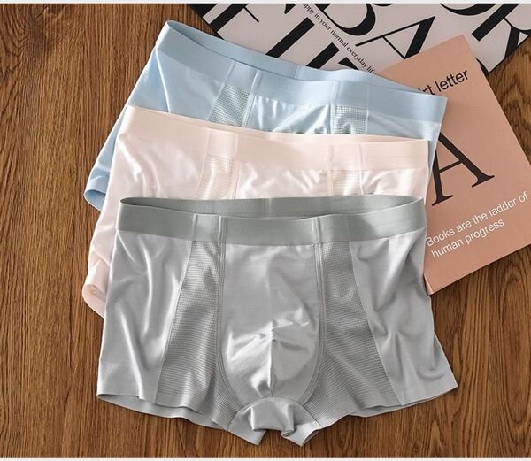 新品4XL3枚セットMAN男性下着アイスシルク四角ズボン通気抗菌青年メンズアイスシルクパンツトランクスショーツ快適ボクサー送料無料