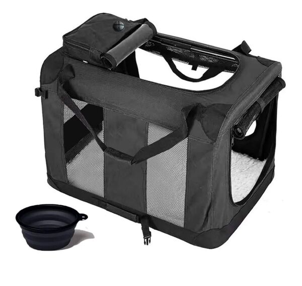 【新品未使用】災害・旅行にも!ペットキャリー 折りたたみ 通気性◎ 小型犬 猫 10kgまで 黒