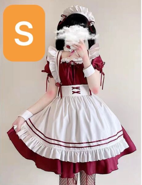 【新品未使用】メイド服 赤×白 Sサイズ 可愛い ロリータ