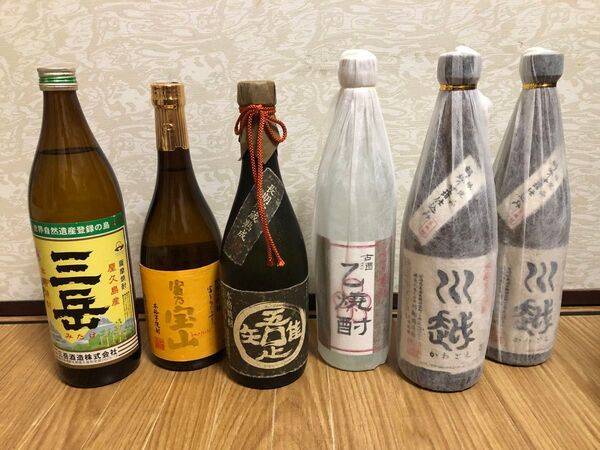 焼酎6本セット 川越酒造 川越 石本酒造 越乃寒梅 古酒乙焼酎 若松酒造 吾唯足知 西酒造 富乃宝山 三岳酒造 三岳 本格焼酎