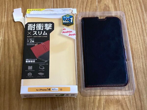 ELECOMエレコム PM-A22APLFYBK for iPhone 14(6.1inch)/13 ソフトレザーケース 未使用