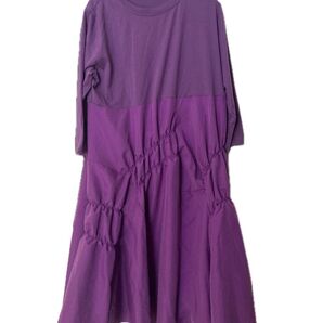 プロバトール 素材切り替えギャザーワンピース パープル