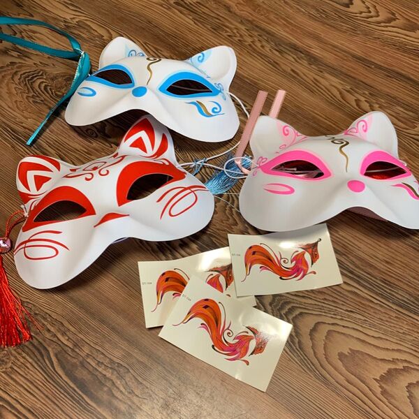 狐お面 3枚セット お祭り 狐 きつね 夏祭り コスプレ ハロウィン 仮装